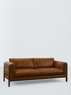 John Lewis Nest Grand 4 Seater Leather Sofa, Dark Leg, Premium Caramel