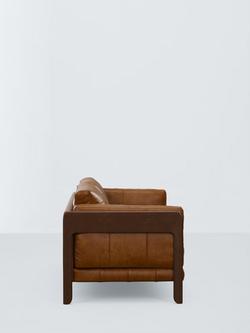 John Lewis Nest Grand 4 Seater Leather Sofa, Dark Leg - view 2, Premium Caramel