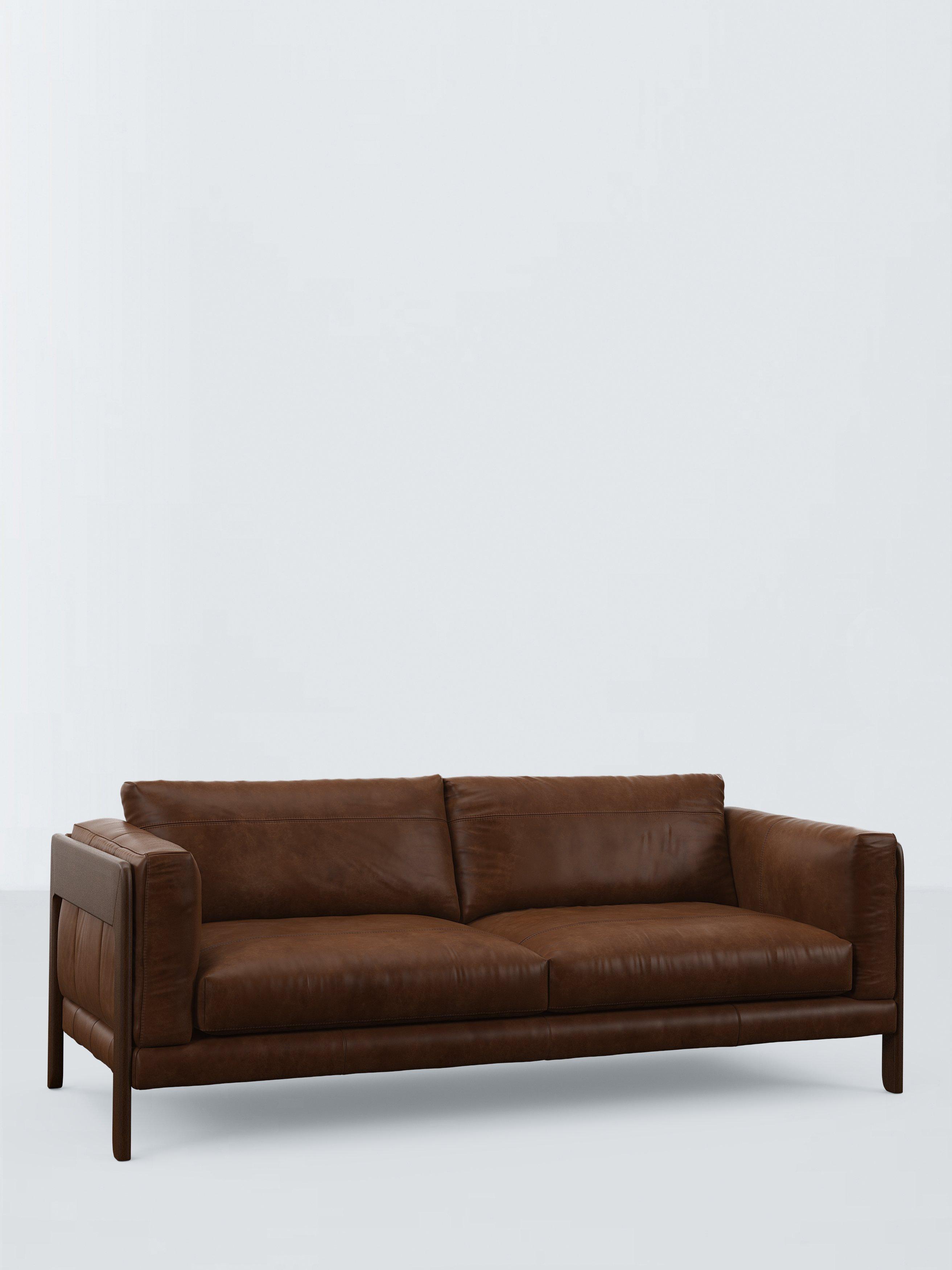 Nest Range, John Lewis Nest Grand 4 Seater Leather Sofa, Dark Leg, Premium Cocoa
