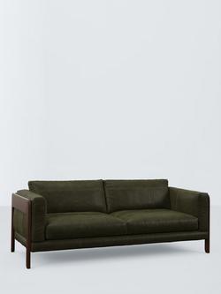 John Lewis Nest Grand 4 Seater Leather Sofa, Dark Leg, Demetra Green