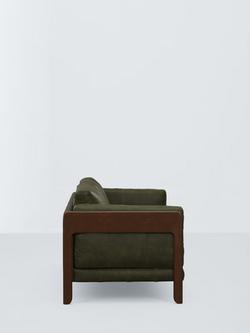 John Lewis Nest Grand 4 Seater Leather Sofa, Dark Leg - view 2, Demetra Green
