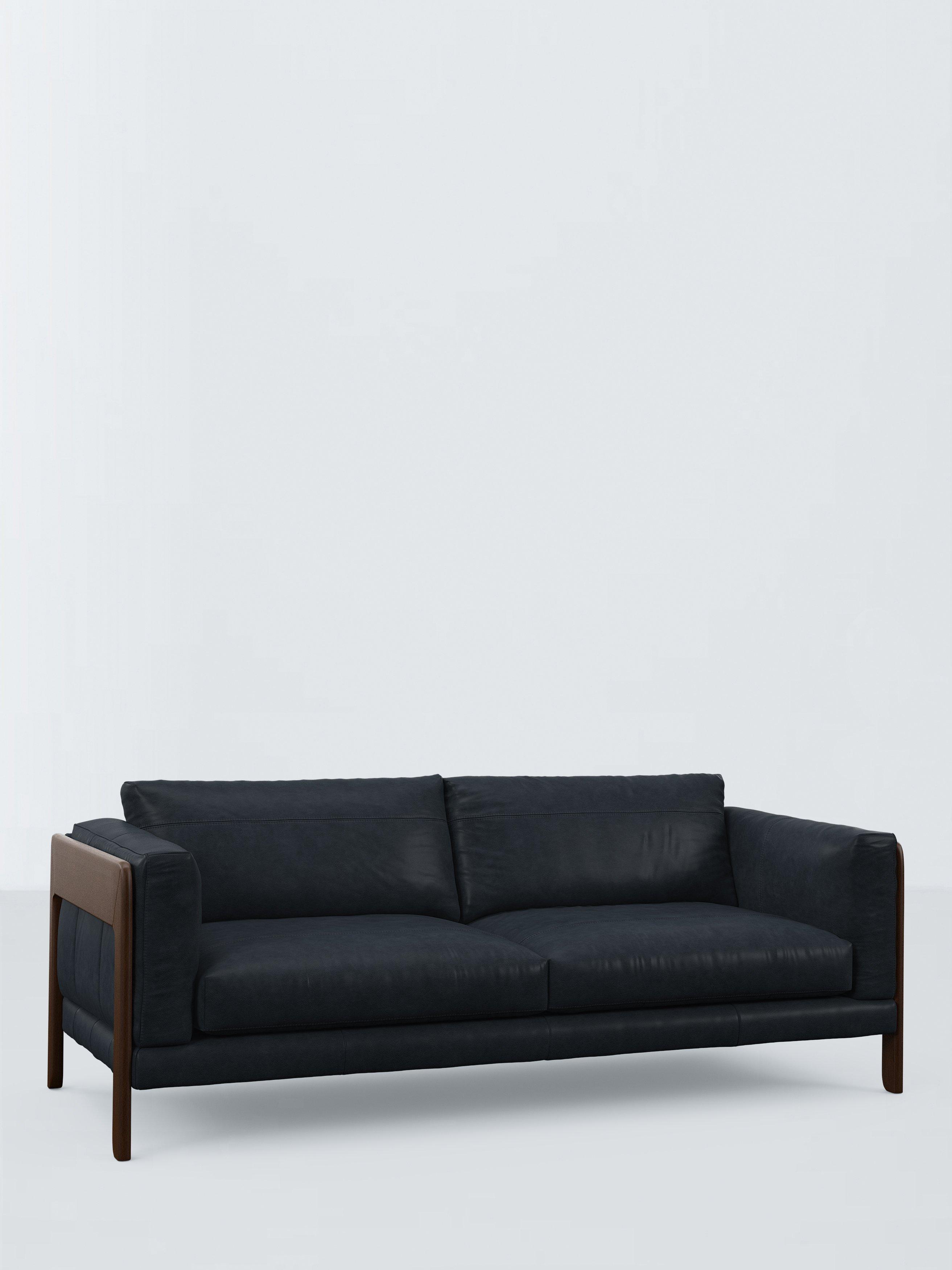Nest Range, John Lewis Nest Grand 4 Seater Leather Sofa, Dark Leg, Vintage Jeans
