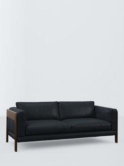 John Lewis Nest Grand 4 Seater Leather Sofa, Dark Leg, Vintage Jeans