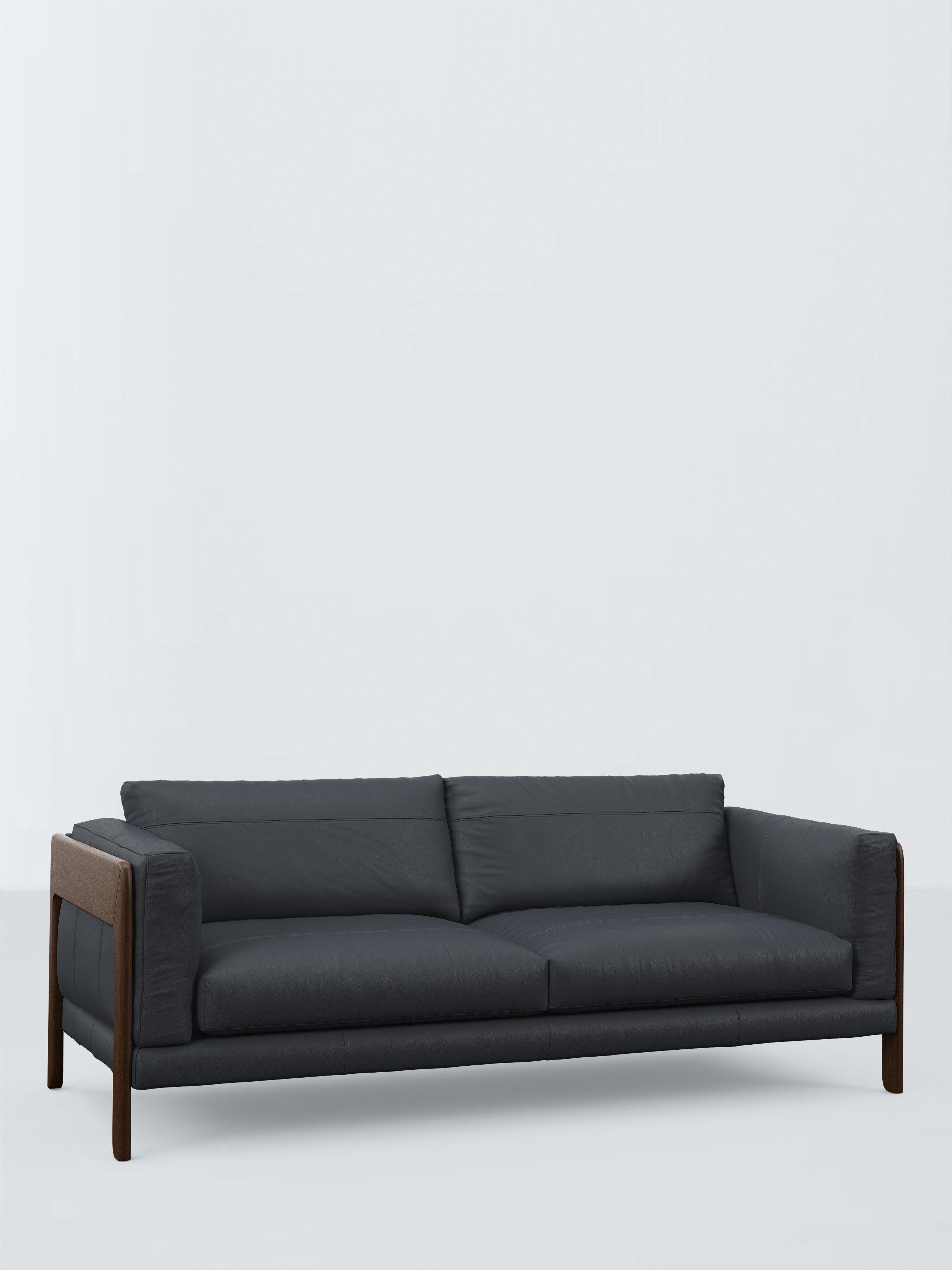 Nest Range, John Lewis Nest Grand 4 Seater Leather Sofa, Dark Leg, Matt Navy