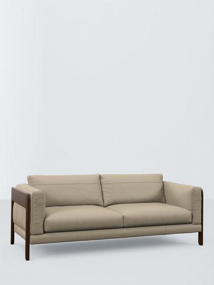John Lewis Nest Grand 4 Seater Leather Sofa, Dark Leg, Matt Pearl