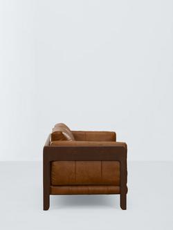 John Lewis Nest Large 3 Seater Leather Sofa, Dark Leg - view 2, Premium Caramel