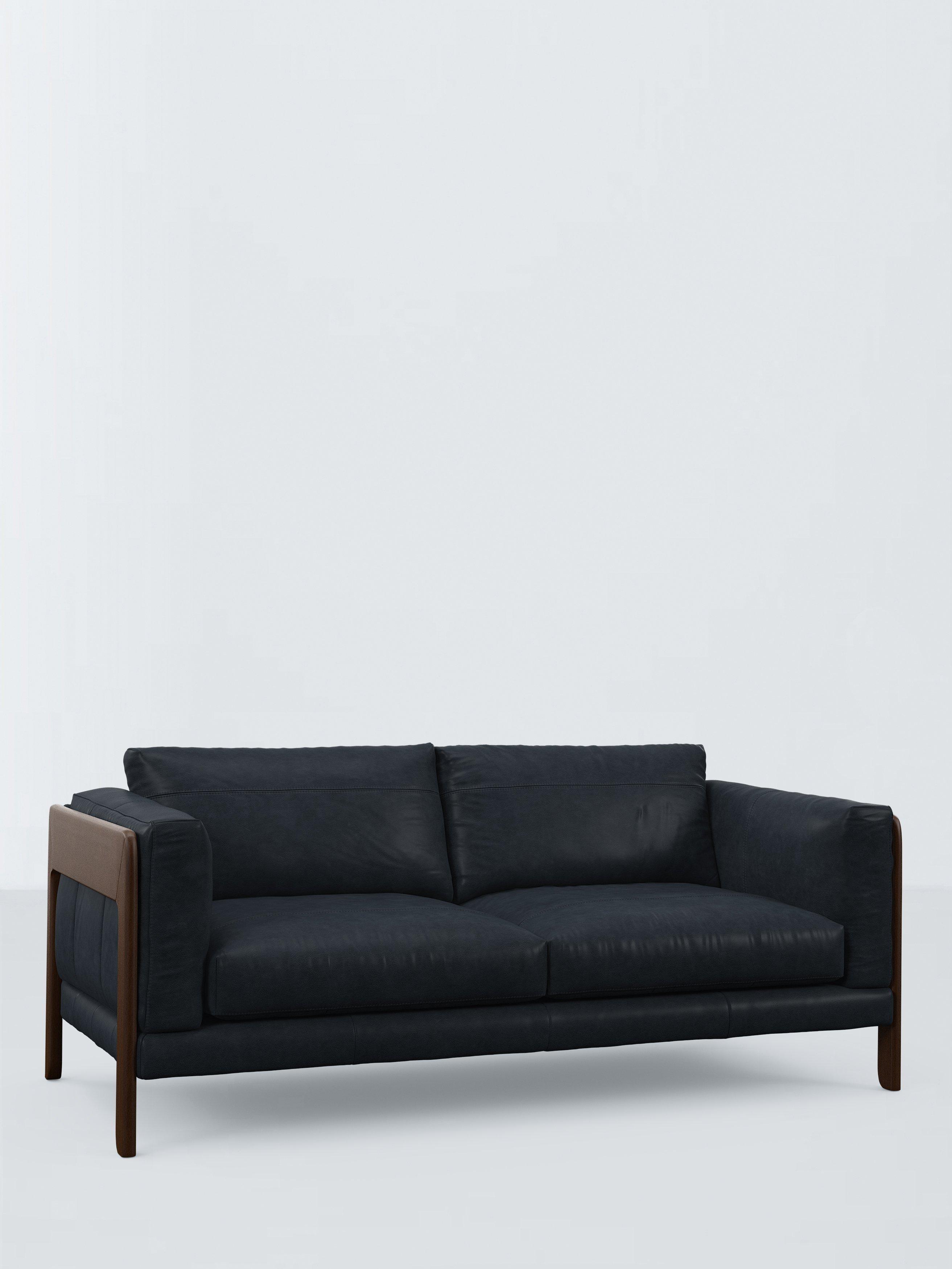 Nest Range, John Lewis Nest Large 3 Seater Leather Sofa, Dark Leg, Vintage Jeans