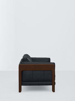 John Lewis Nest Large 3 Seater Leather Sofa, Dark Leg - view 2, Vintage Jeans