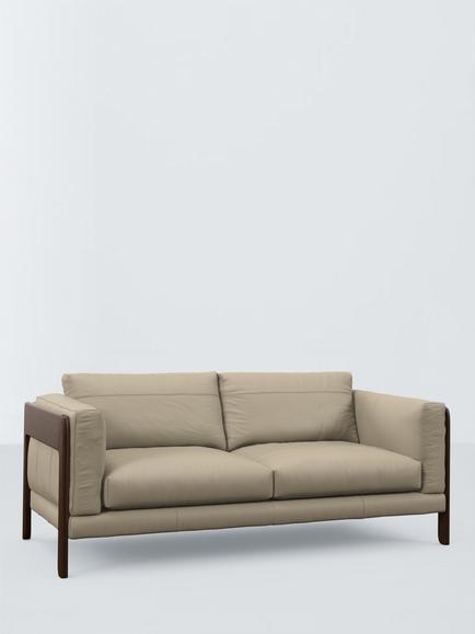 John Lewis Nest Large 3 Seater Leather Sofa, Dark Leg, Matt Pearl