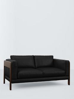 John Lewis Nest Medium 2 Seater Leather Sofa, Dark Leg, Matt Black