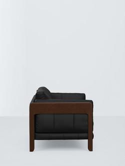 John Lewis Nest Medium 2 Seater Leather Sofa, Dark Leg - view 2, Matt Black