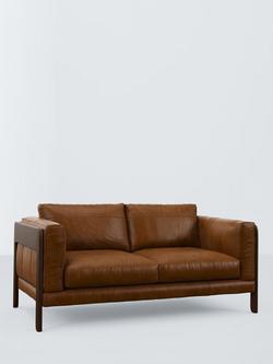 John Lewis Nest Medium 2 Seater Leather Sofa, Dark Leg, Premium Caramel