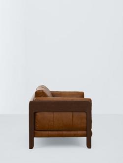 John Lewis Nest Medium 2 Seater Leather Sofa, Dark Leg - view 2, Premium Caramel