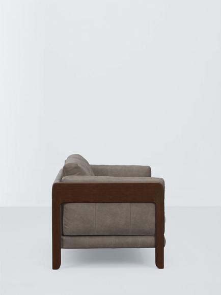 John Lewis Nest Medium 2 Seater Leather Sofa, Dark Leg - view 2, Demetra Grey