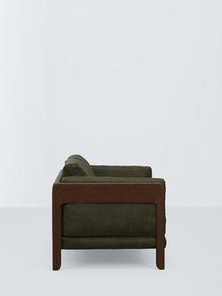 John Lewis Nest Medium 2 Seater Leather Sofa, Dark Leg - view 2, Demetra Green