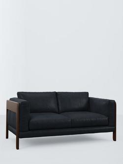 John Lewis Nest Medium 2 Seater Leather Sofa, Dark Leg, Vintage Jeans