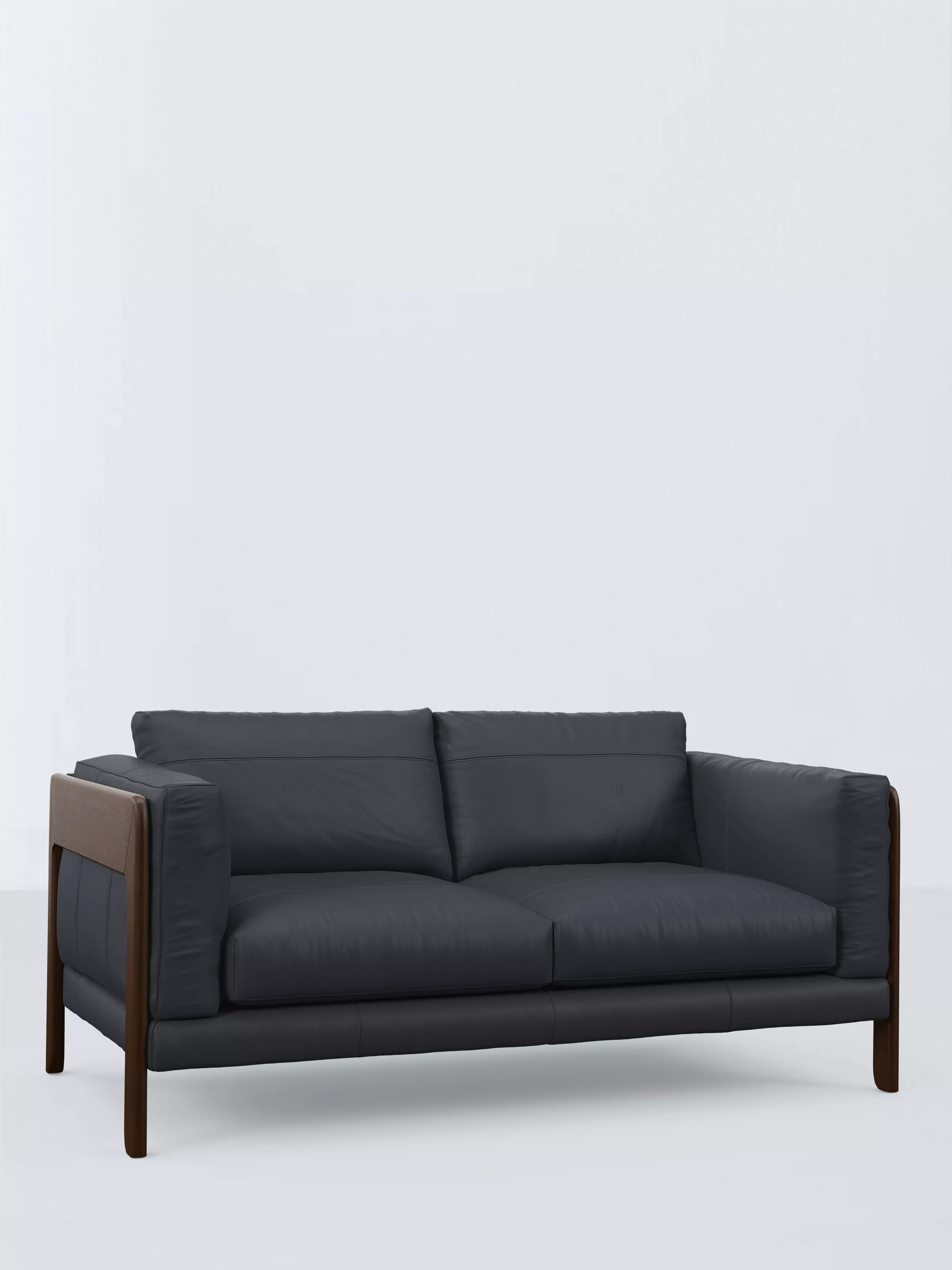 John Lewis Nest Medium 2 Seater Leather Sofa, Dark Leg