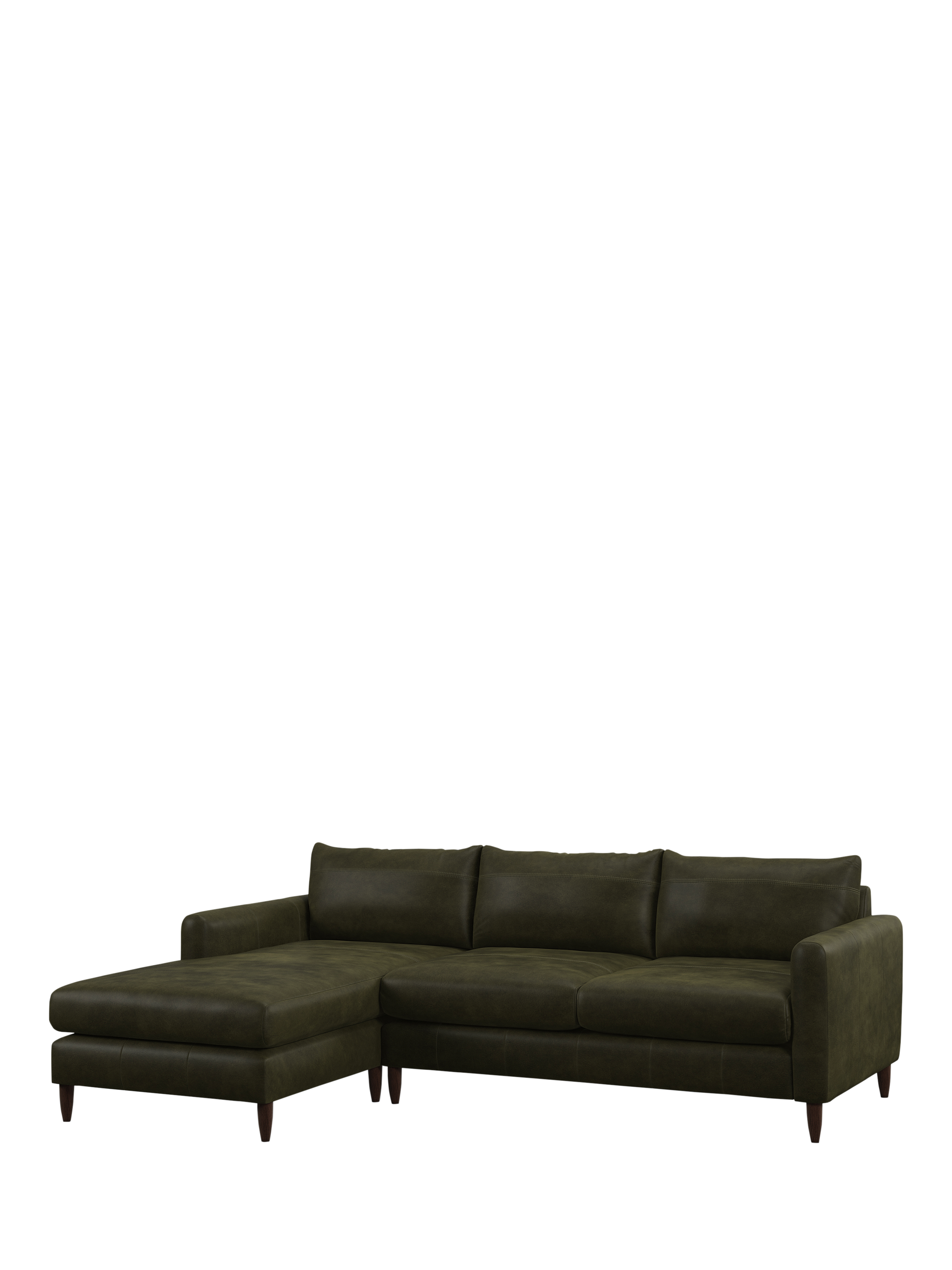 Bailey II Range, John Lewis Bailey II LHF Chaise End Leather Sofa, Dark Leg, Demetra Green