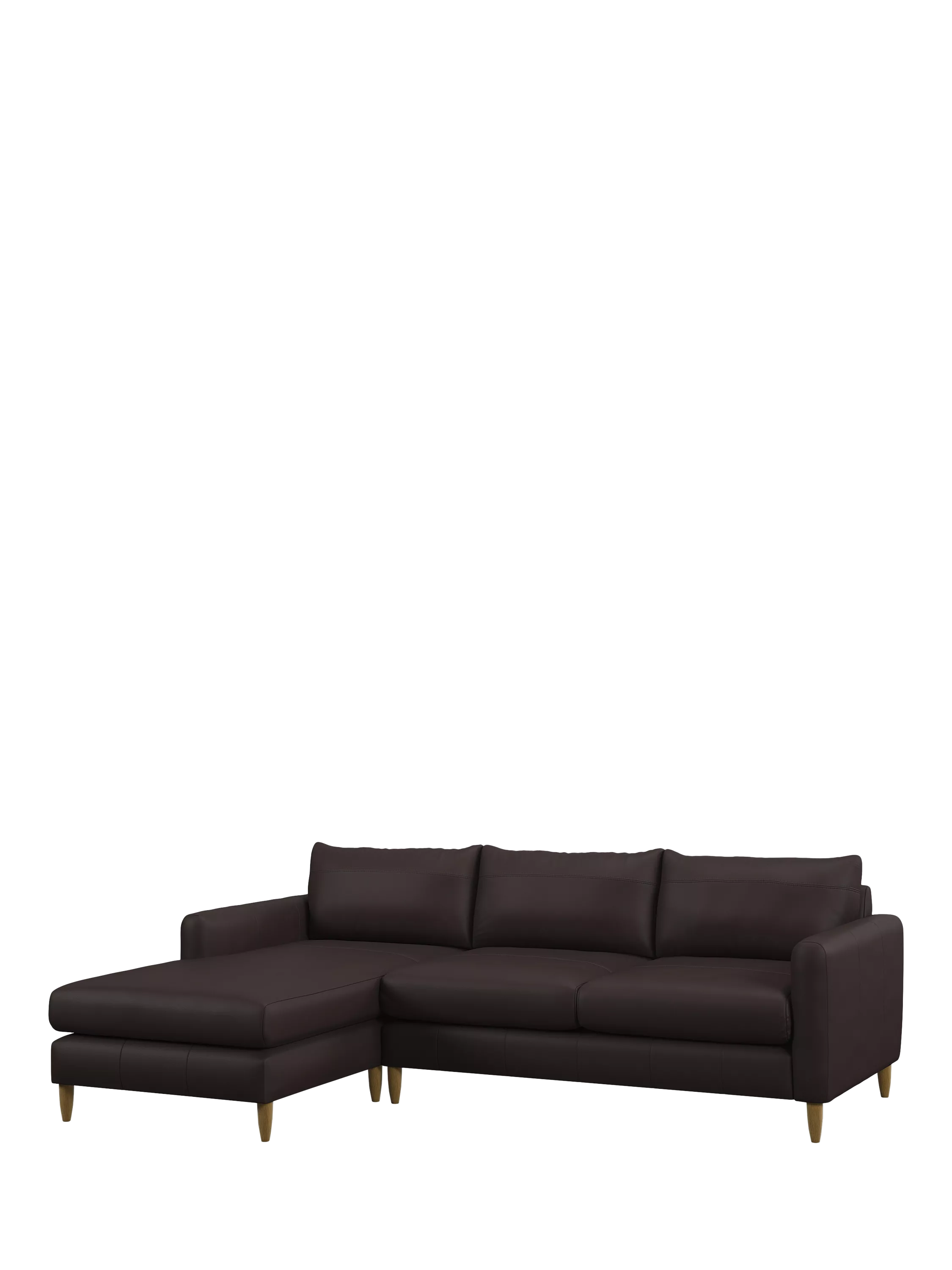 John Lewis Bailey II LHF Chaise End Leather Sofa, Light Leg