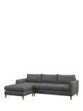 John Lewis Bailey II LHF Chaise End Leather Sofa, Light Leg, Vintage Shadow