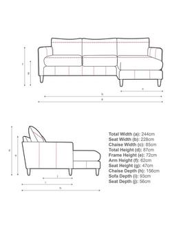 John Lewis Bailey II RHF Chaise End Leather Sofa, Dark Leg - view 2, Demetra Green