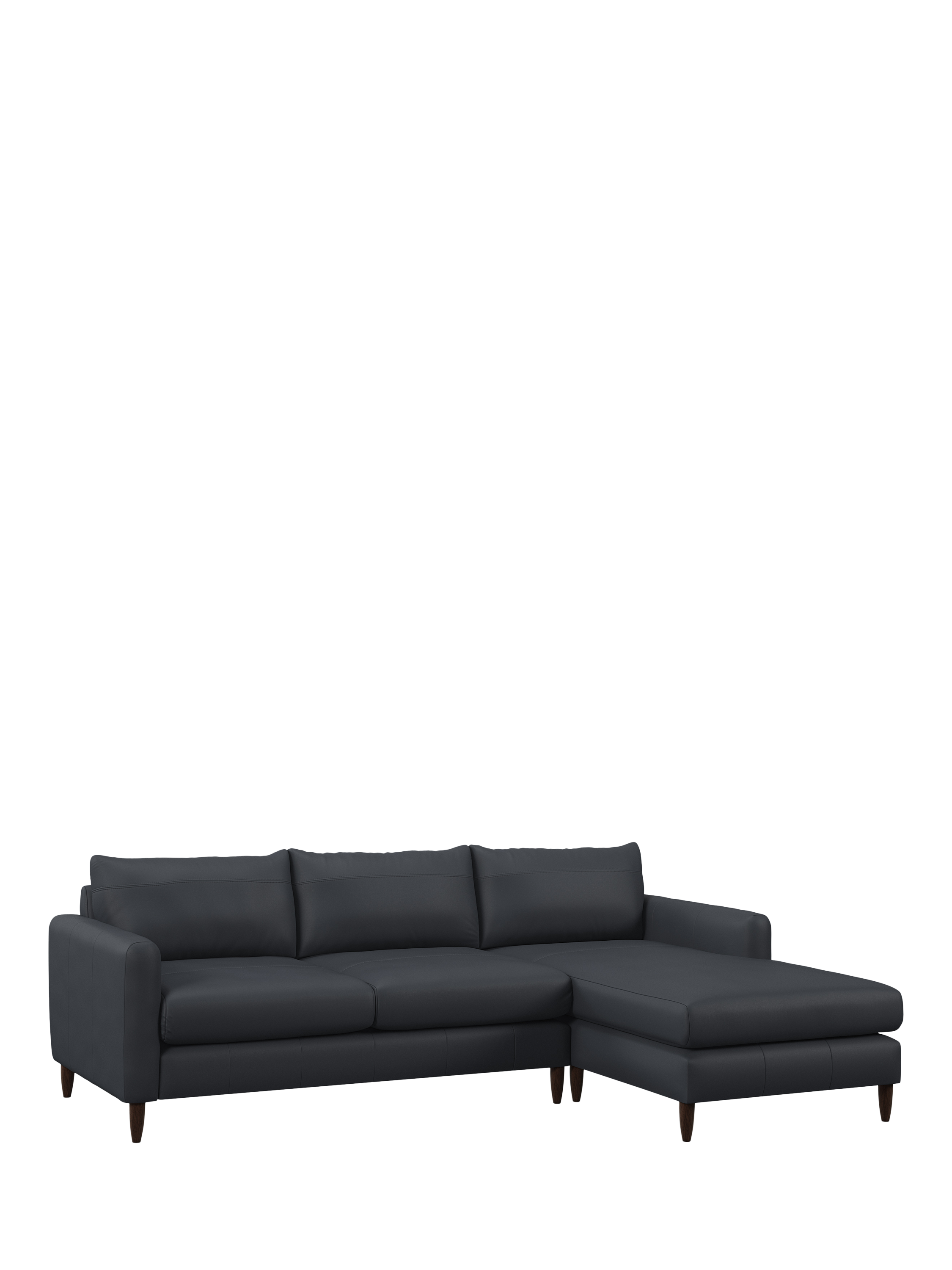 Bailey II Range, John Lewis Bailey II RHF Chaise End Leather Sofa, Dark Leg, Matt Navy