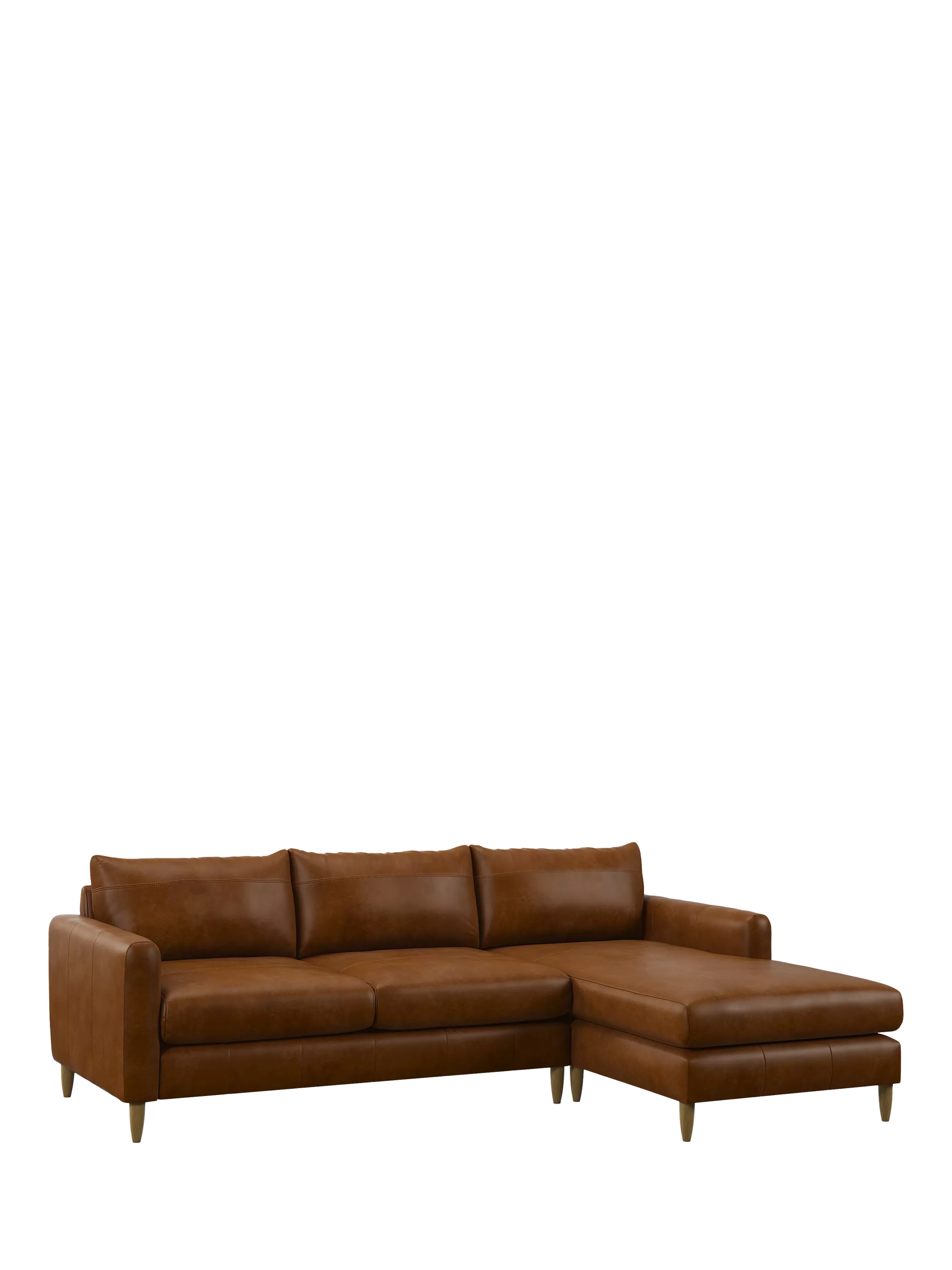John Lewis Bailey II RHF Chaise End Leather Sofa, Light Leg