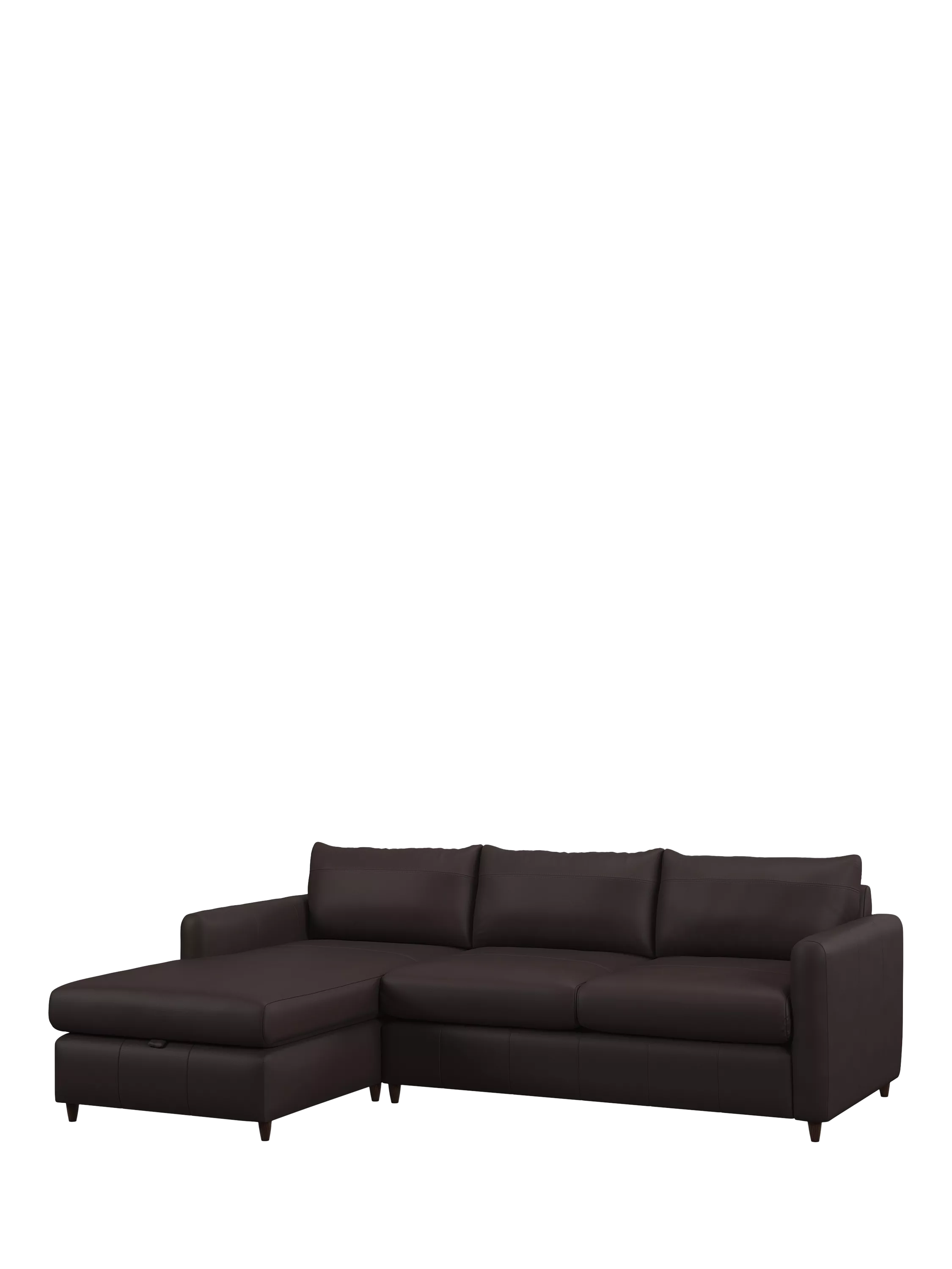 John Lewis Bailey II LHF Chaise End Leather Sofa Bed, Dark Leg