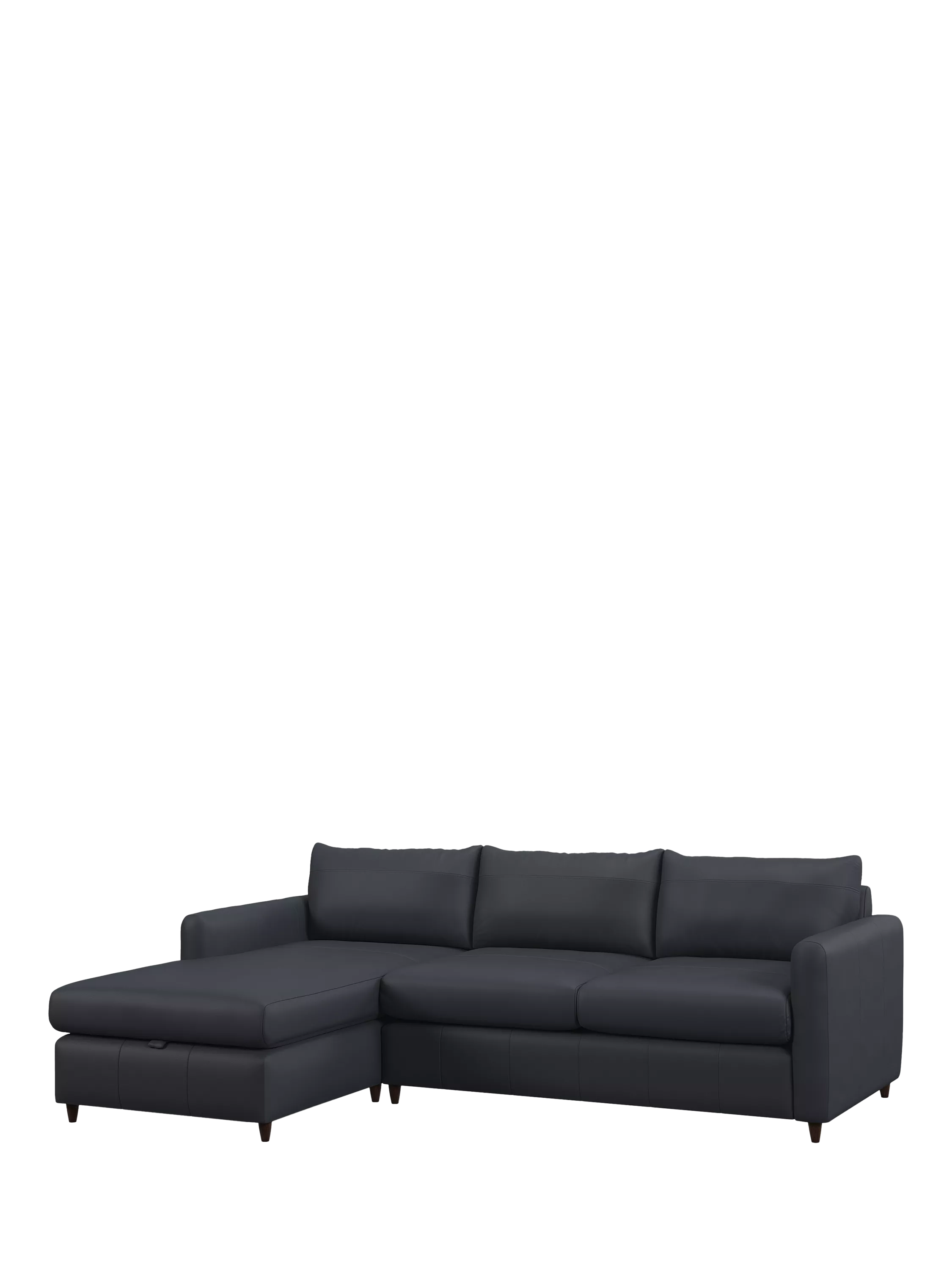 John Lewis Bailey II LHF Chaise End Leather Sofa Bed, Dark Leg