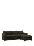 John Lewis Bailey II RHF Chaise End Leather Sofa Bed, Dark Leg
