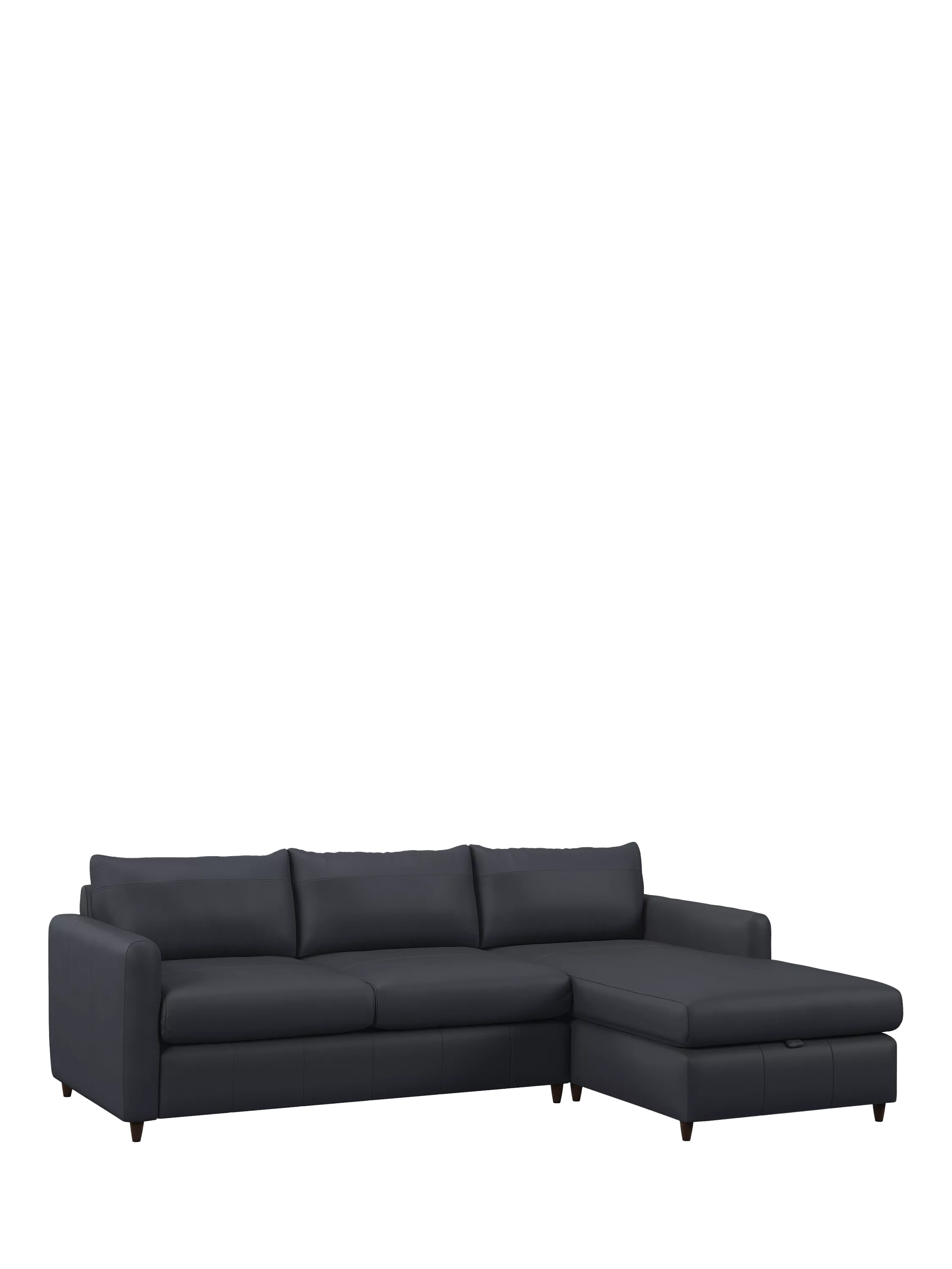 John Lewis Bailey II RHF Chaise End Leather Sofa Bed, Dark Leg