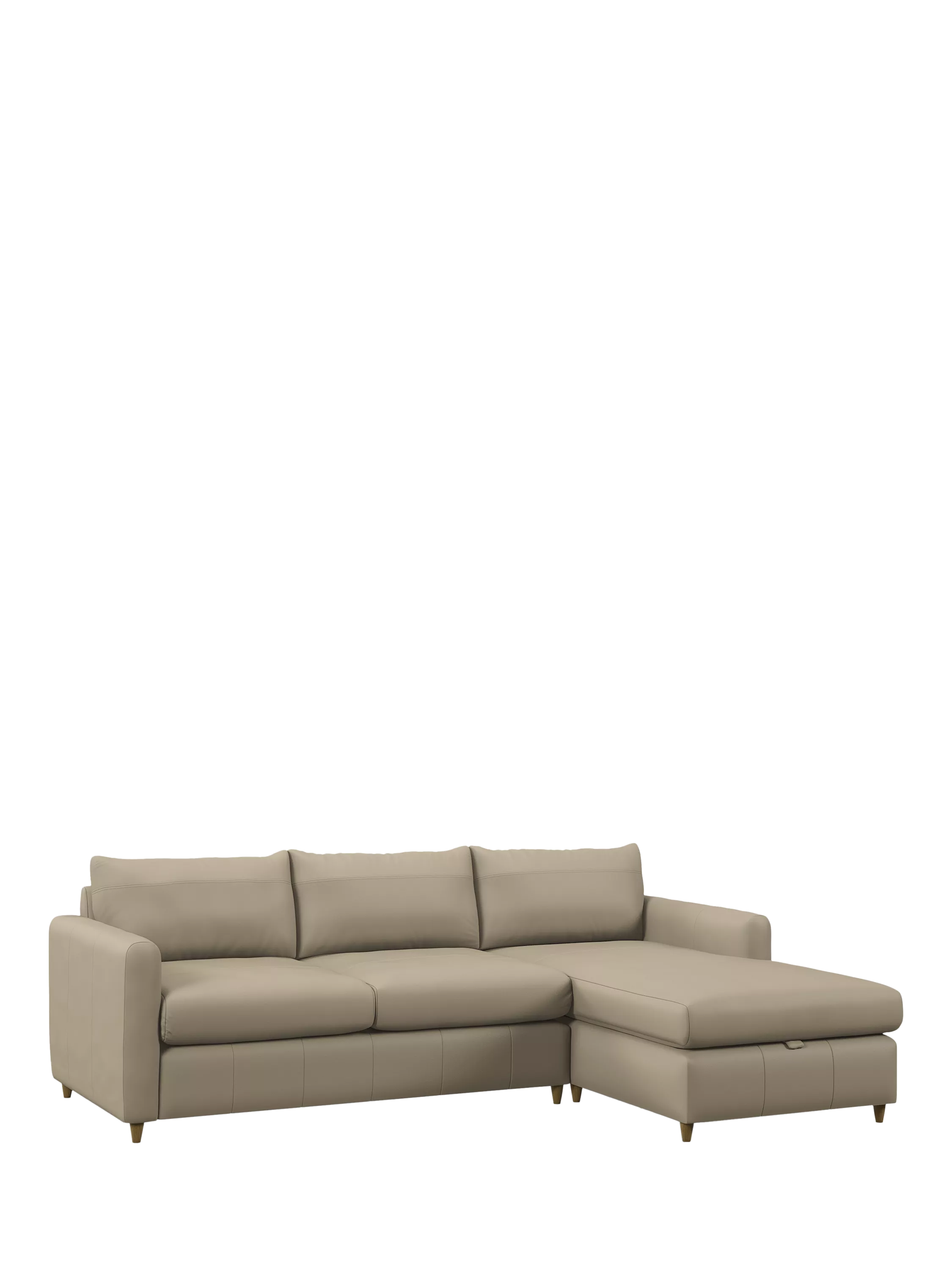 John Lewis Bailey II RHF Chaise End Leather Sofa Bed, Light Leg