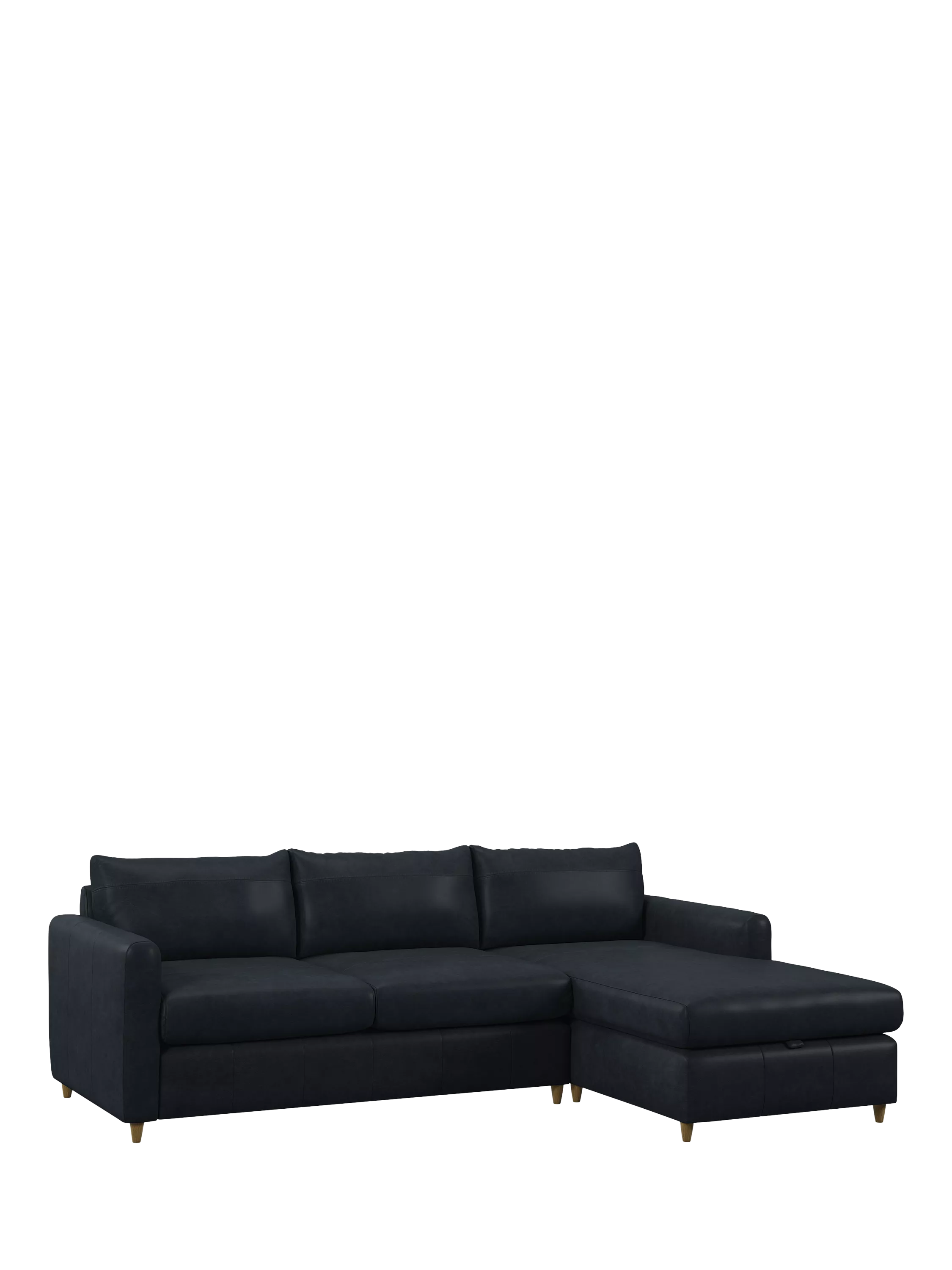John Lewis Bailey II RHF Chaise End Leather Sofa Bed, Light Leg