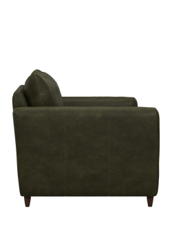 John Lewis Bailey II Medium 2 Seater Leather Sofa Bed, Dark Leg - view 2, Demetra Green