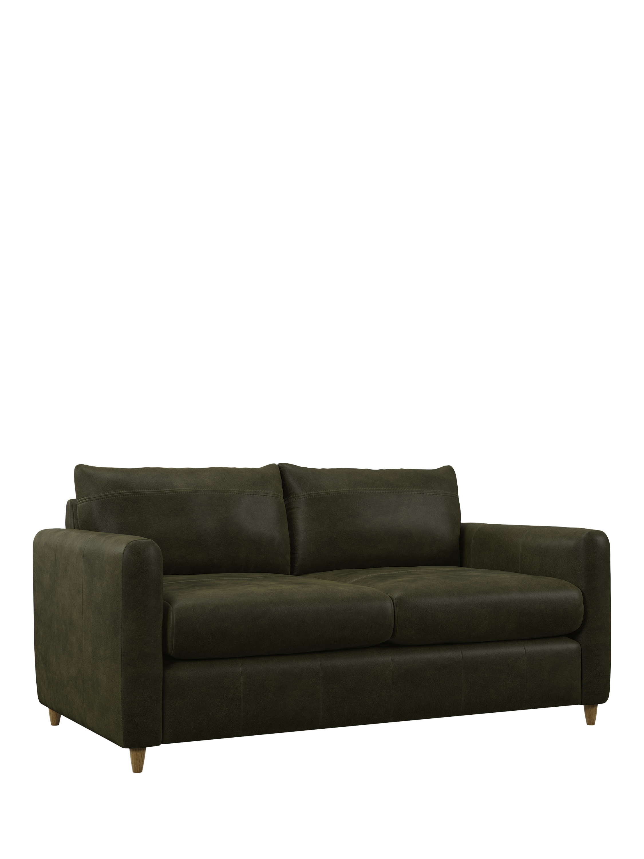 John Lewis Bailey II Medium 2 Seater Leather Sofa Bed, Light Leg