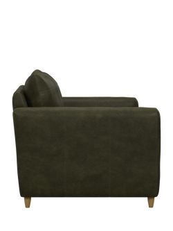 John Lewis Bailey II Medium 2 Seater Leather Sofa Bed, Light Leg - view 2, Demetra Green