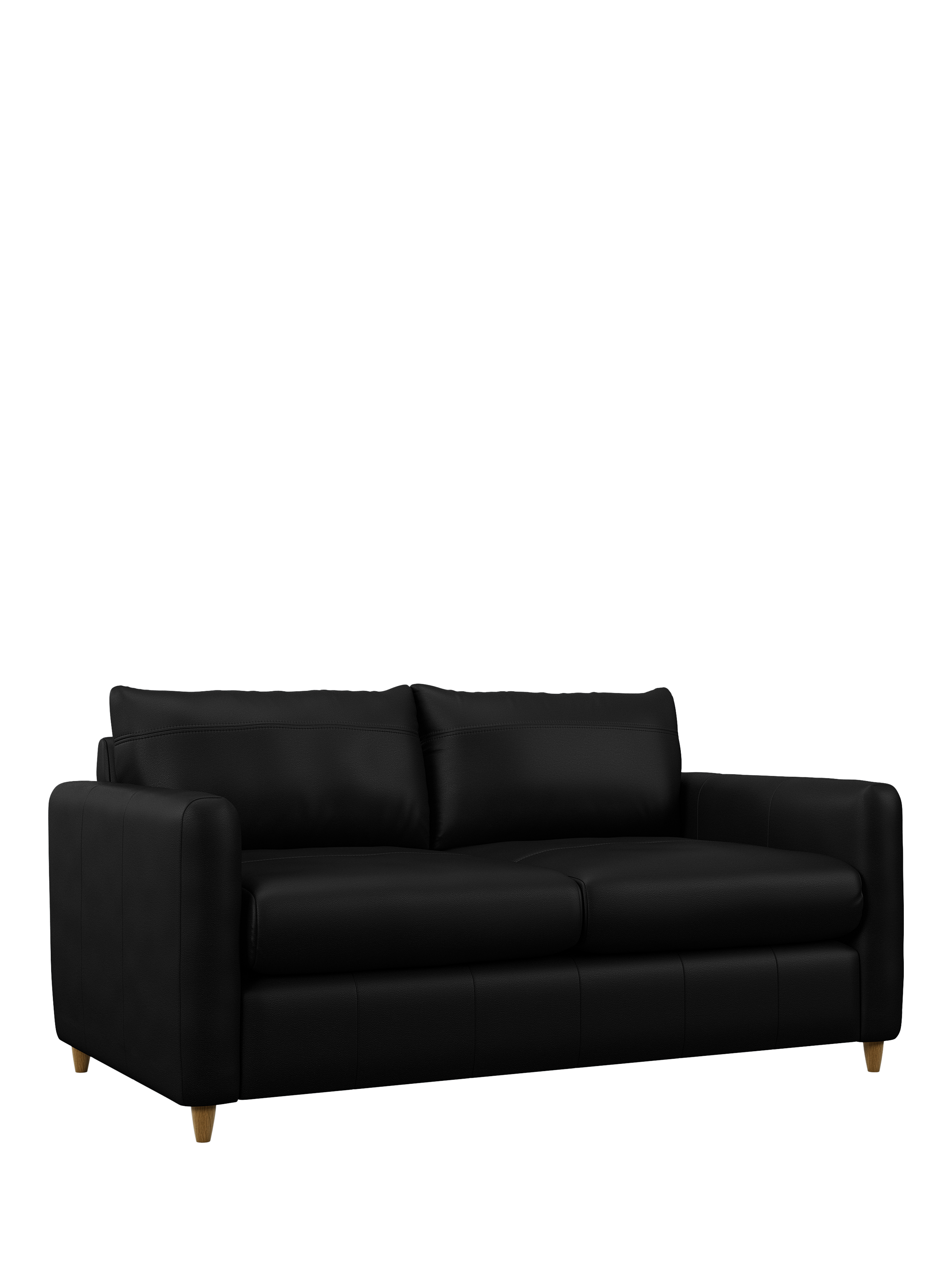 Bailey II Range, John Lewis Bailey II Medium 2 Seater Leather Sofa Bed, Light Leg, Matt Black