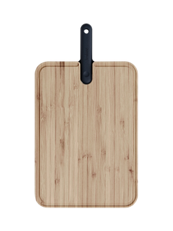 Trebonn Artù Bamboo Chopping Board & Chef's Knife, 18cm, Black, Black