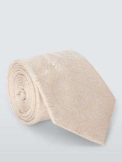 John Lewis Silk Paisley Tie, Champagne