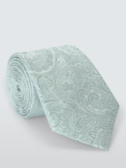 John Lewis Silk Paisley Tie, Mint Green