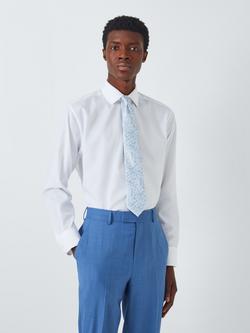 John Lewis Silk Floral Tie - view 2, Light Blue