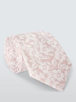 John Lewis Silk Floral Tie, Pink