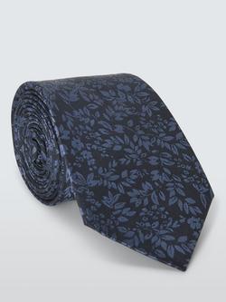 John Lewis Silk Leaf Tie, Navy
