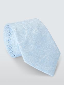 John Lewis Silk Paisley Tie, Light Blue