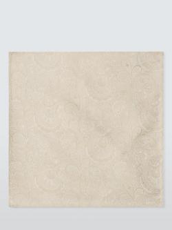 John Lewis Silk Paisley Pocket Square, Champagne