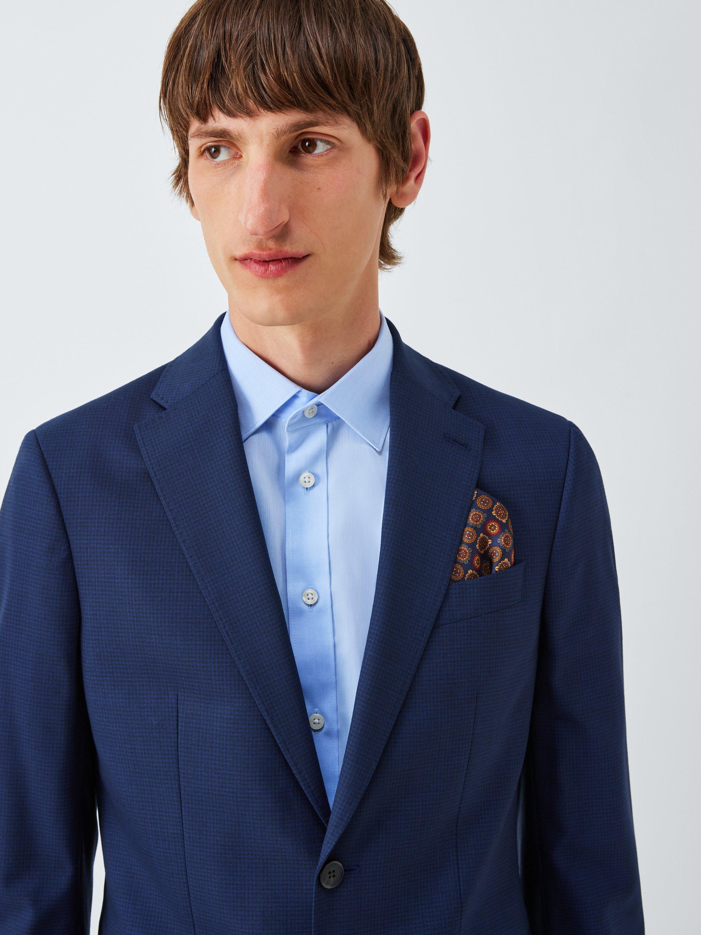 Product image 2 of 4, which shows John Lewis Silk Printed Foulard Pocket Square, Navy