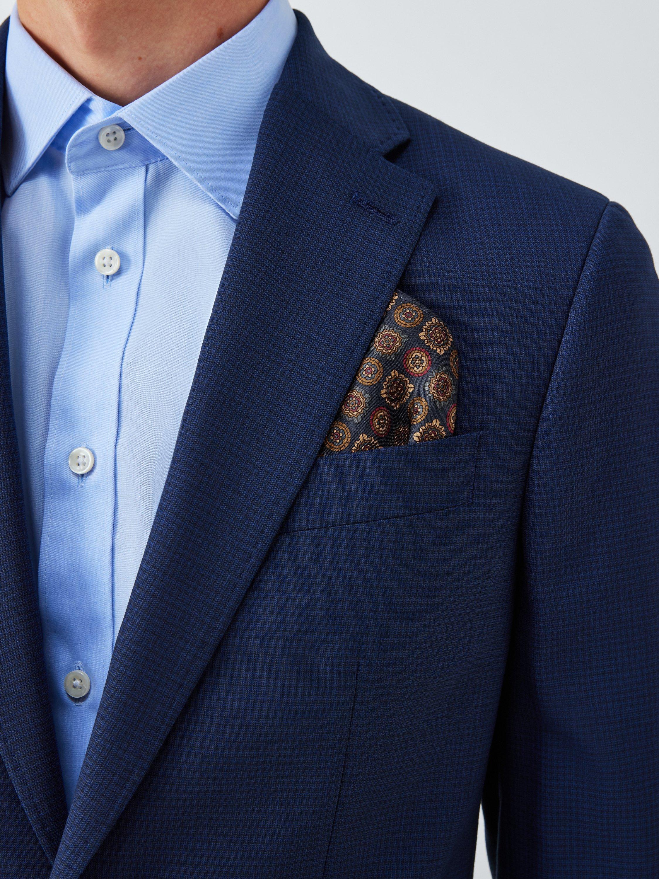 Product image 4 of 4, which shows John Lewis Silk Printed Foulard Pocket Square, Navy