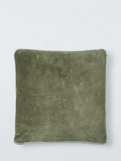 John Lewis Box Velvet Cushion, Avocado
