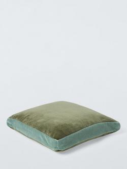 John Lewis Box Velvet Cushion - view 2, Avocado