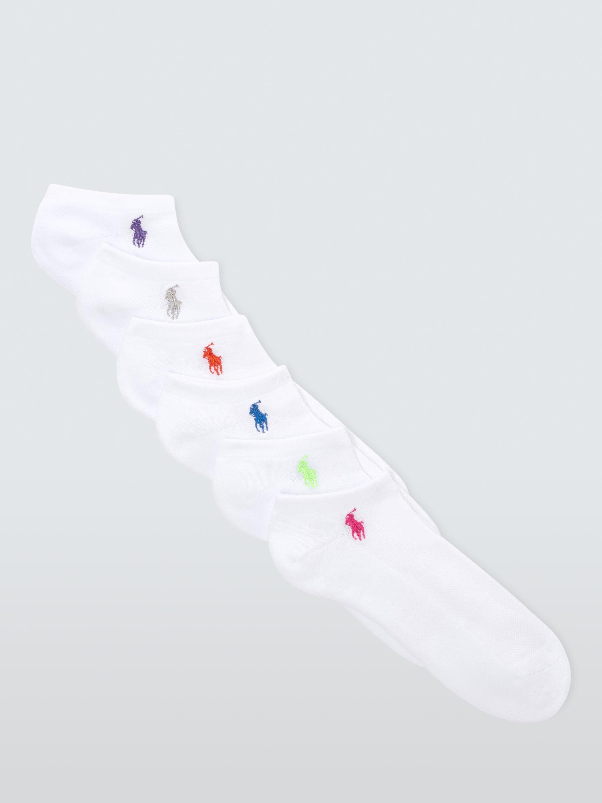 Product image 1 of 2, which shows Ralph Lauren Core Performance Low Ankle Socks, Pack of 6, White
